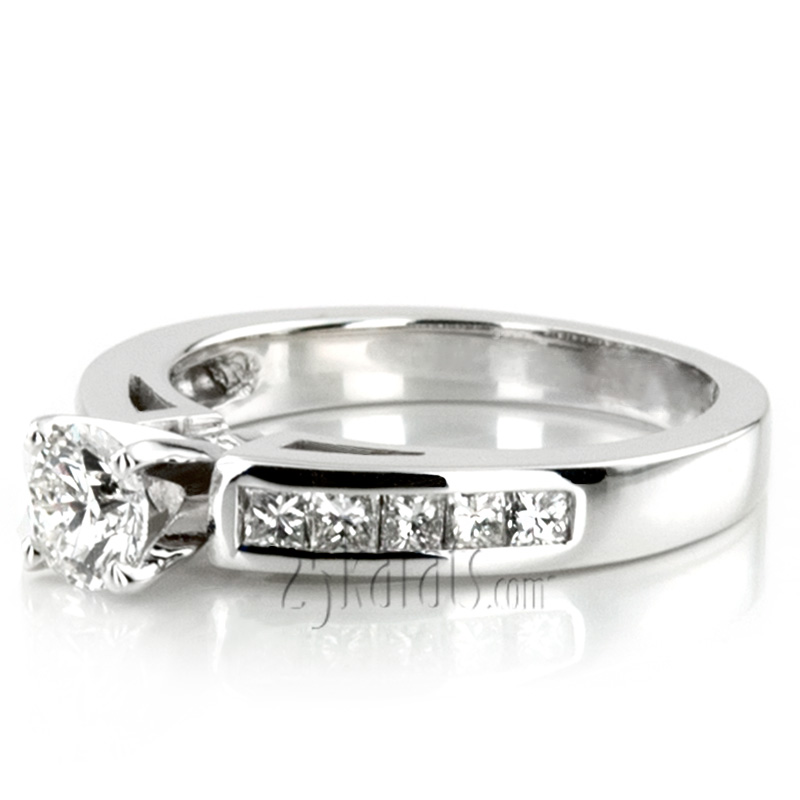 Princess Cut Channel Set Diamond Engagement Ring (1/2 ct. t.w.) - view 7