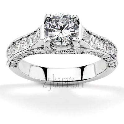 Antique Design Inspired Pave And Channel Set Engagement Ring (1.15 ct. t.w.) - view 4 of 4