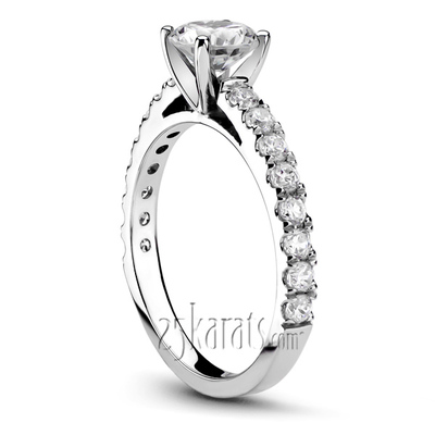 Scalloped Micro Pave Set Low Cathedral Diamond Engagement Ring (1/3 ct. t.w.) - view 4 of 5