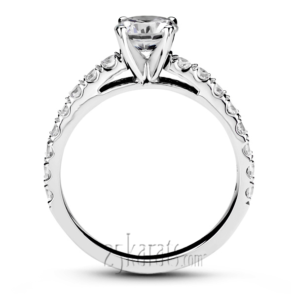 Scalloped Micro Pave Set Low Cathedral Diamond Engagement Ring (1/3 ct. t.w.) - view 5