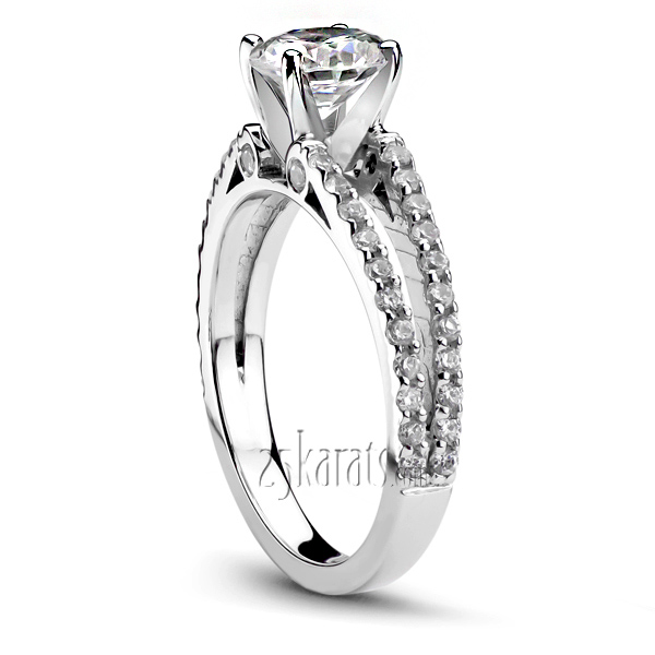 Split Shank Shared Bead Set Diamond Engagement Ring (1/2 ct. t.w.) - view 3