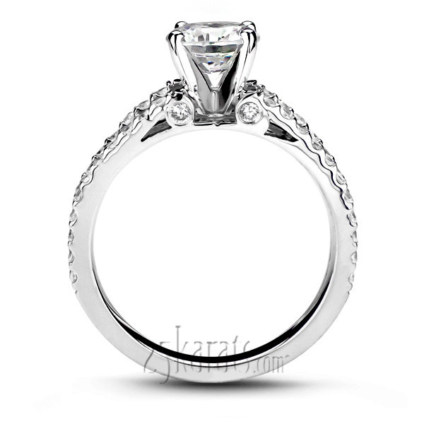 Split Shank Shared Bead Set Diamond Engagement Ring (1/2 ct. t.w.) - view 4