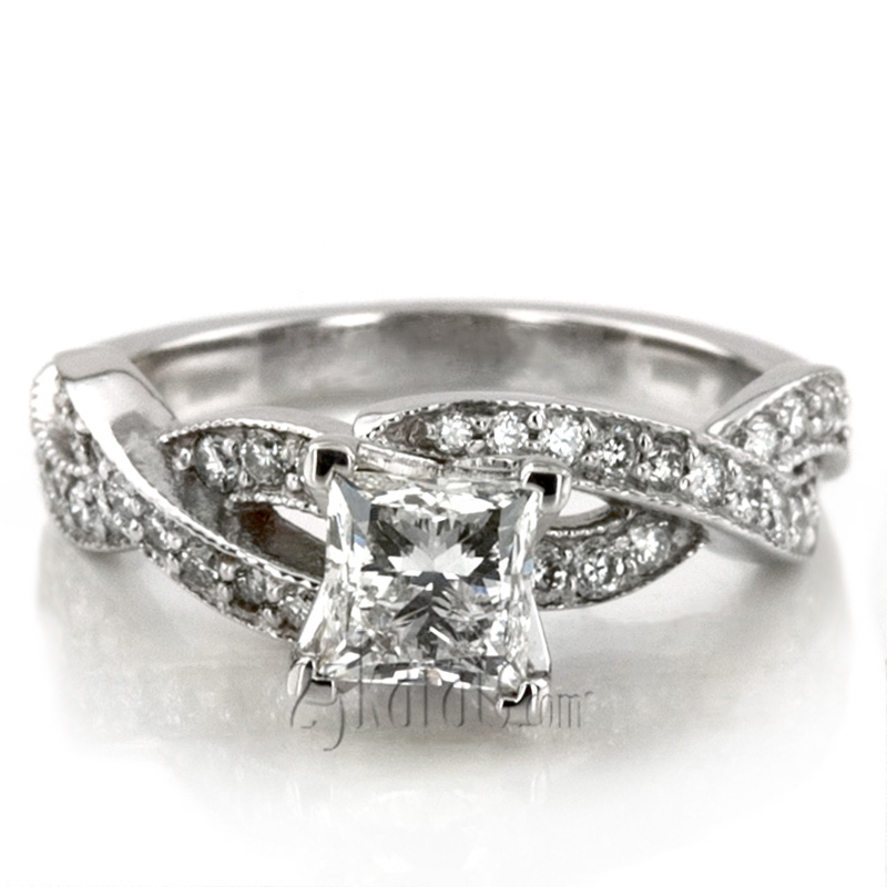 Infinity Shank Pave Set Diamond Engagement Ring (0.54ct. tw.)  - view 5