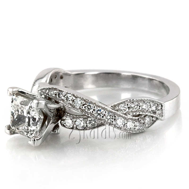 Infinity Shank Pave Set Diamond Engagement Ring (0.54ct. tw.)  - view 6