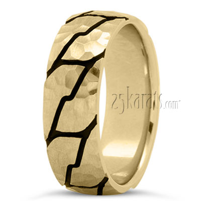 Dark Crack Design Wedding Band - view 2