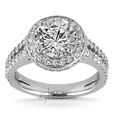 Round Prong Set Halo Diamond Engagement Ring (0.47 ct. t.w.)