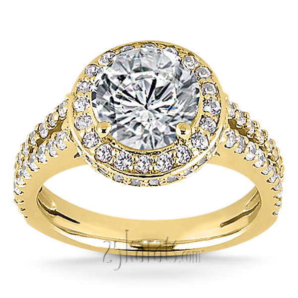 Round Prong Set Halo Diamond Engagement Ring (0.47 ct. t.w.) - view 2