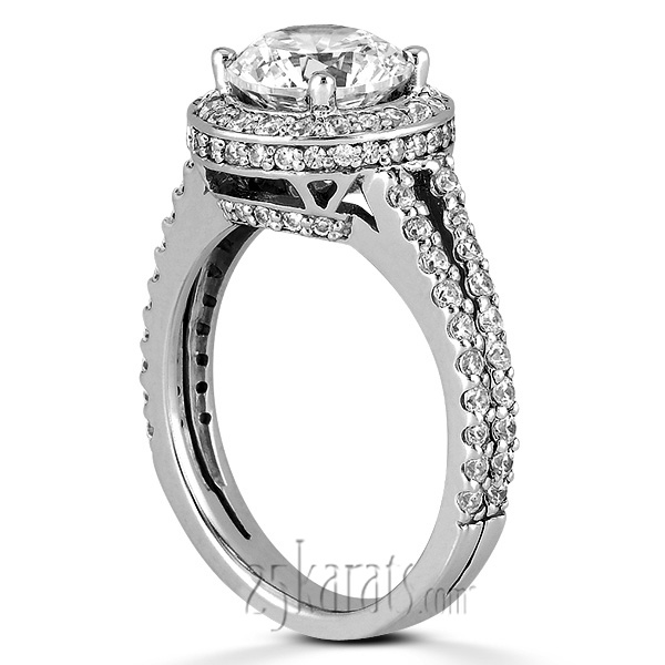 Round Prong Set Halo Diamond Engagement Ring (0.47 ct. t.w.) - view 3