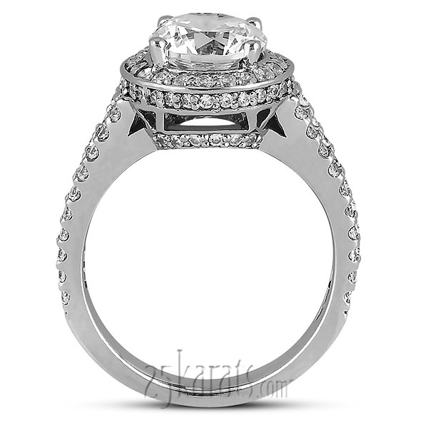 Round Prong Set Halo Diamond Engagement Ring (0.47 ct. t.w.) - view 5