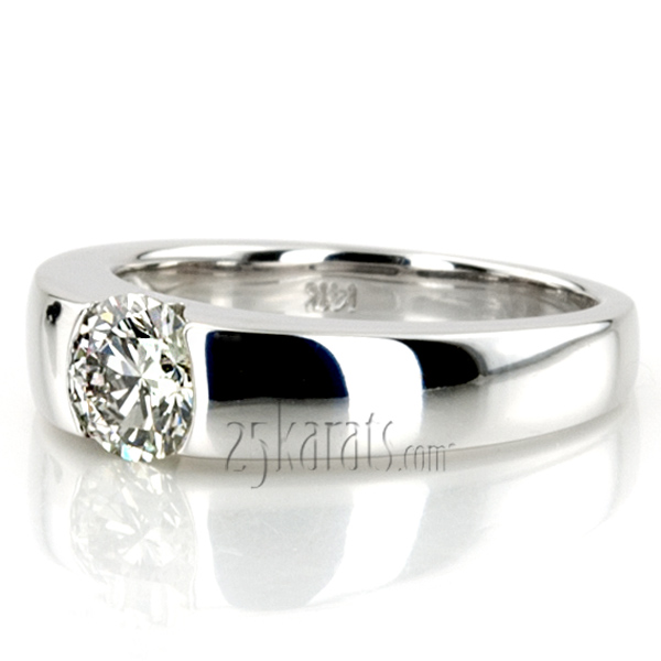 Tension Set Solitaire Diamond Engagement Ring - view 2