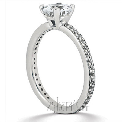 Pave Set Classic Basket Center Diamond Engagement Ring - view 2