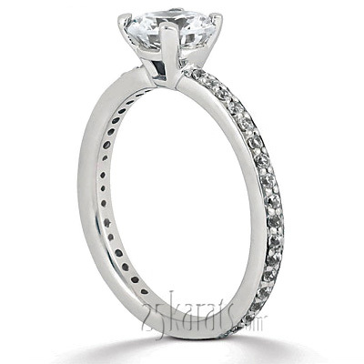 Pave Set Classic Basket Center Diamond Engagement Ring  - view 3 of 3