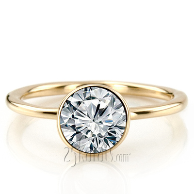 Bezel Set Round Center Solitaire Engagement Ring - view 6 of 7