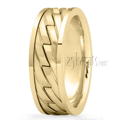 Zig-Zag Cut Handcrafted Wedding Band - view 2