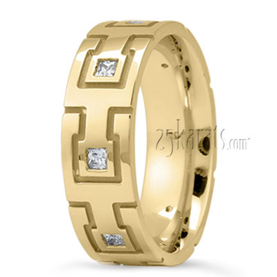 Greek Key Princess Diamond Wedding Band - view 4