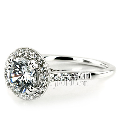 Micro Pave Halo Antique Inspired Diamond Engagement Ring (1/5 ct. t.w.) - view 3 of 6