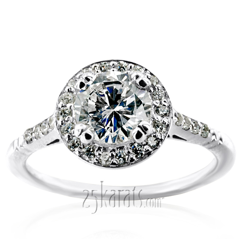 Micro Pave Halo Antique Inspired Diamond Engagement Ring (1/5 ct. t.w.) - view 4