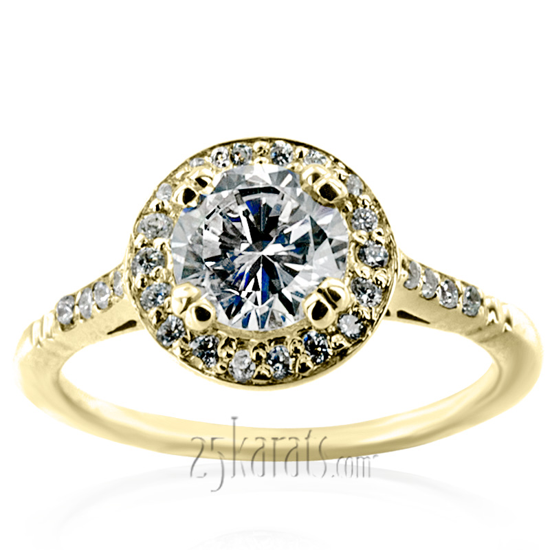 Micro Pave Halo Antique Inspired Diamond Engagement Ring (1/5 ct. t.w.) - view 5