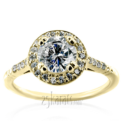 Micro Pave Halo Antique Inspired Diamond Engagement Ring (1/5 ct. t.w.) - view 5 of 6