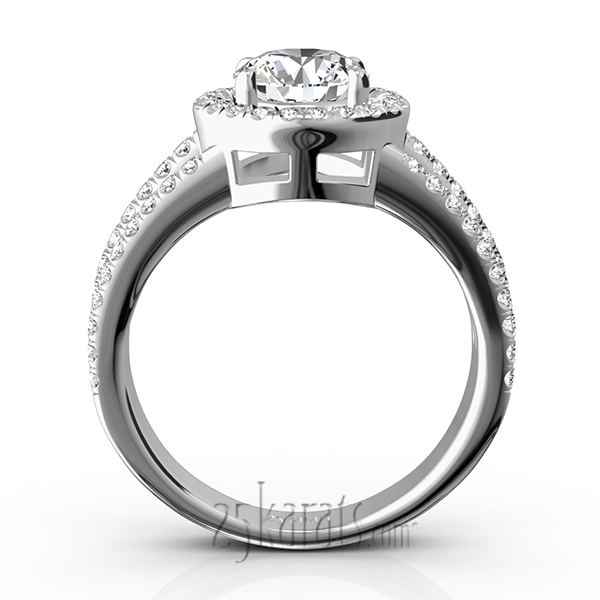 Split Trio Shank Pave Set Halo Engagement Ring (3/4 ct. t.w.) - view 9