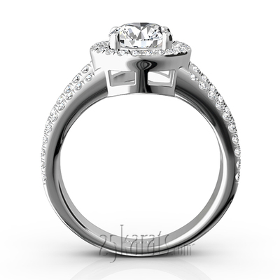 Split Trio Shank Pave Set Halo Engagement Ring (3/4 ct. t.w.) - view 9 of 11