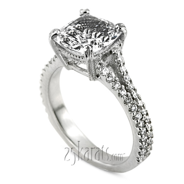 Split Shank Pave Set Contemporary Engagement Ring (1/2 ct. t.w.) - view 3