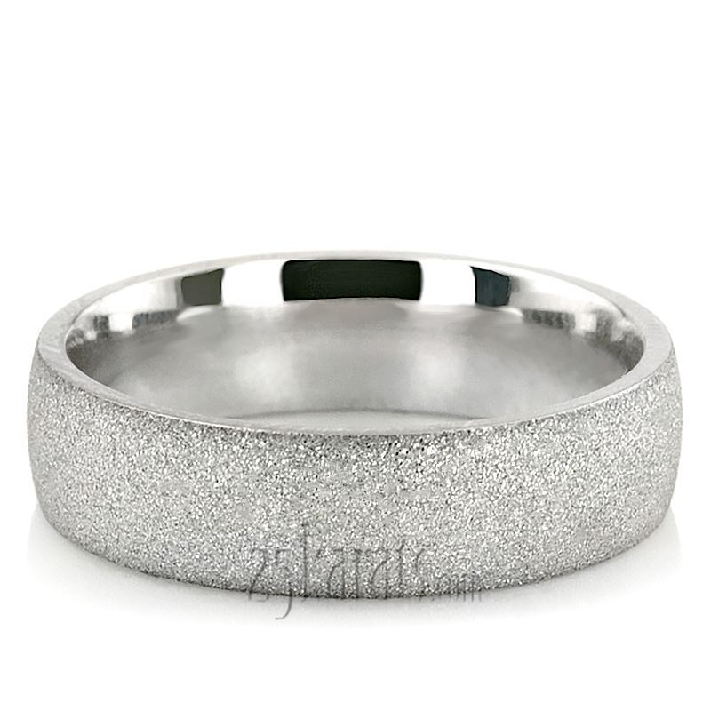 Stone Finish Plain Wedding Band - view 2