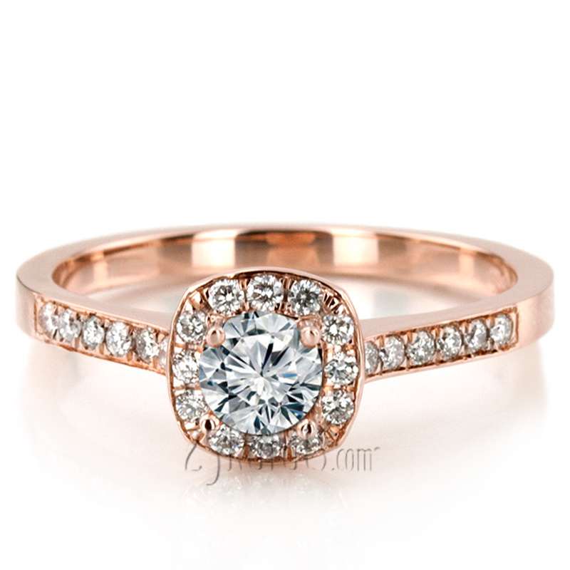 Joyful Halo Pave Set Diamond Engagement Ring (1/2 ct. t.w.)  - view 12