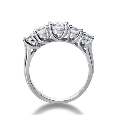 Five Stone Elegant Round Cut Prong Set Diamond Anniversary Ring (0.49 ct.tw) - view 2