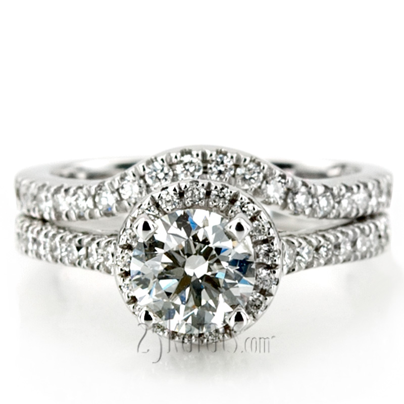 Halo Style Split Prong Diamond Engagement Ring ( 0.27 ct. tw. ) - view 8