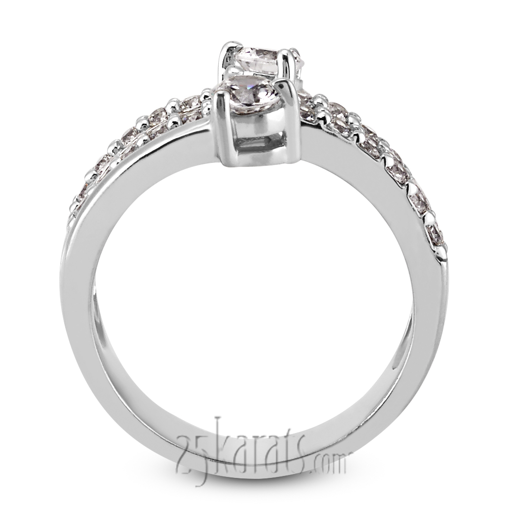 "You & Me" Two Stone Prong Set Fancy Diamond Ring (1.15ct tw) - view 2