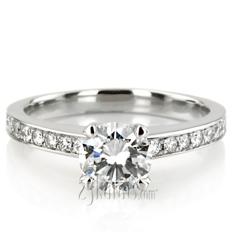 Low Cathedral Pave Engagement Ring (0.27 ct.tw) - view 5