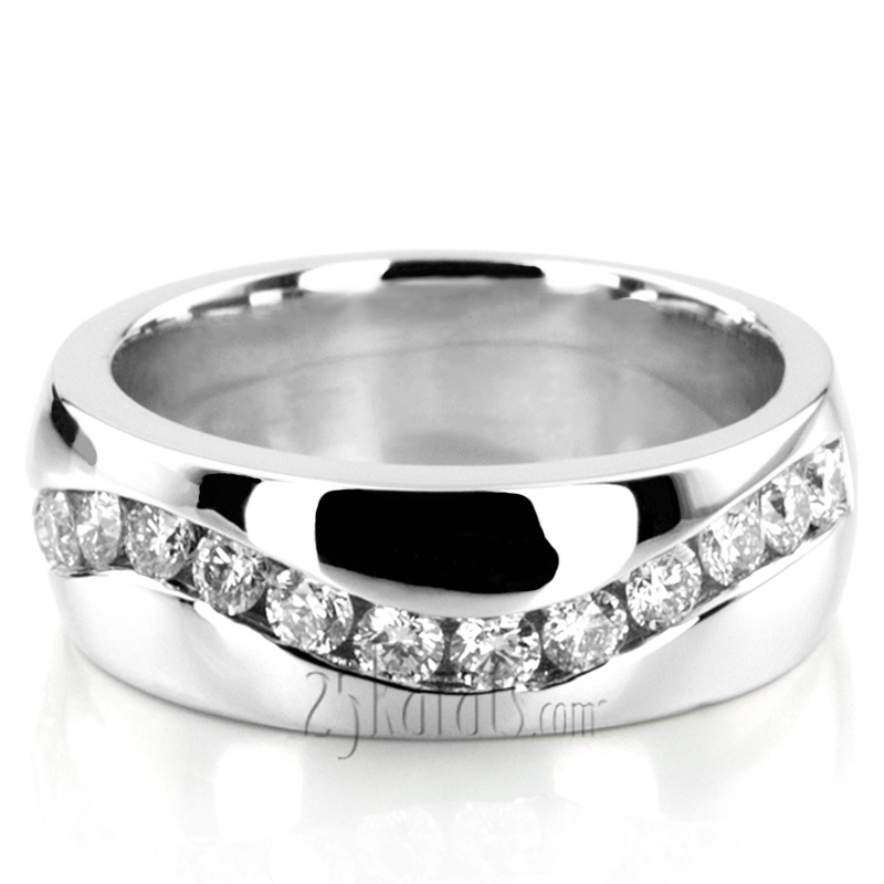 0.90 ct. Round Cut Curve Channel Set Diamond Man Band - view 3