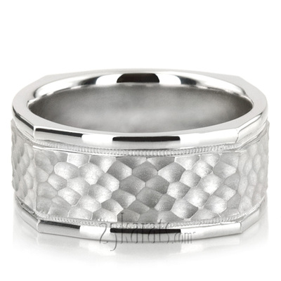 Attractive Hammered Square Wedding Band  - view 5 of 7