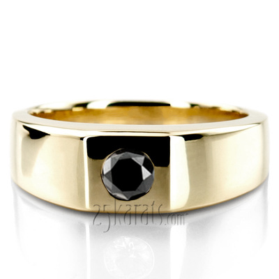 Round Cut Bezel Set Solitaire Black Diamond Mens Ring (1/4 ct.) - view 1 of 2