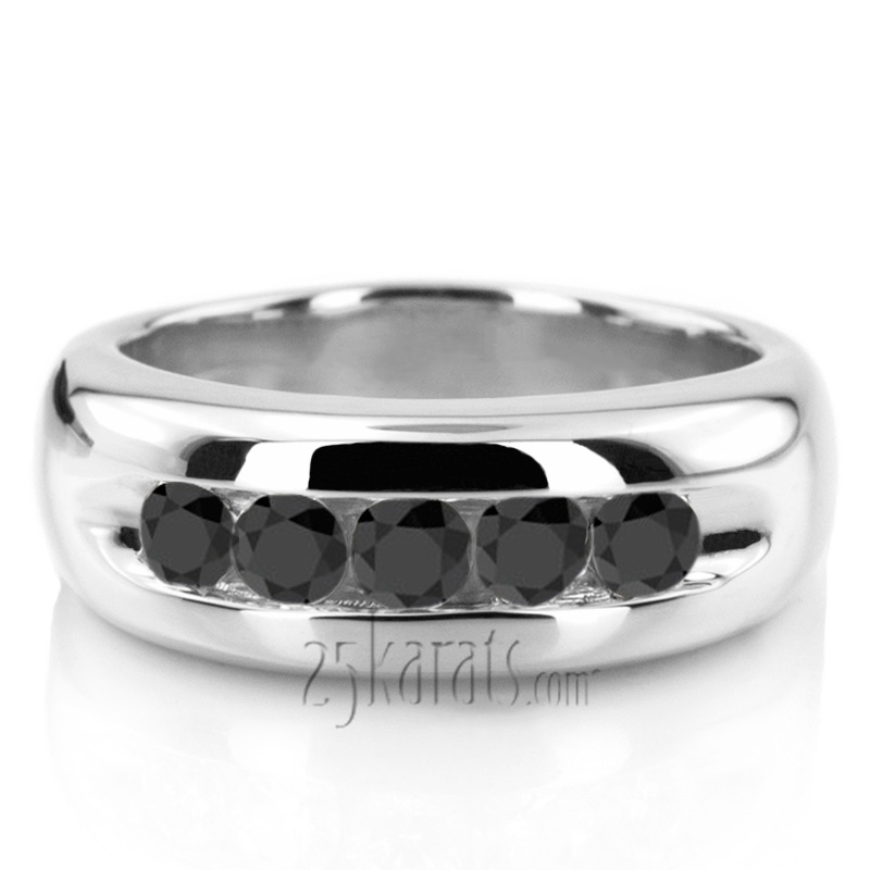 Five Stone Channel Set Men Black Diamond Ring (1.00ct. t.w.) - view 2