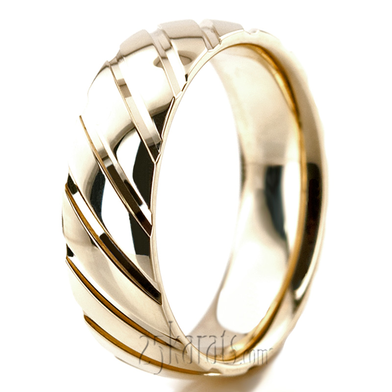 Diagonal Cut Basic Design Wedding Band  - view 4