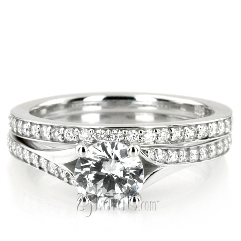 Contemporary Bypass Diamond Engagement Ring Setting (1/4 ct. t.w.) - view 1