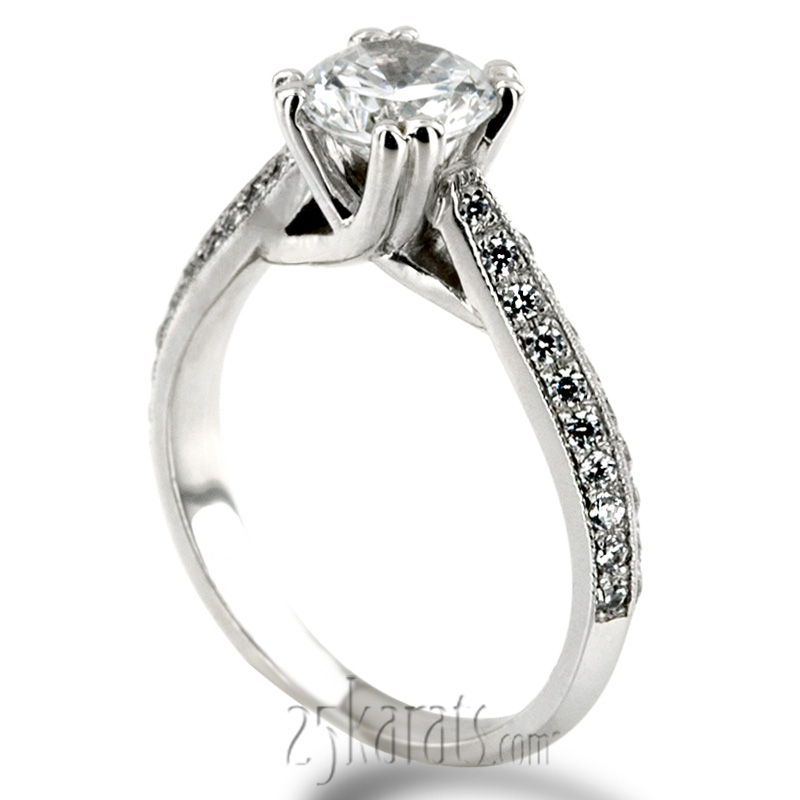 Double Prong Trellis Knife Edge Pave Engagement Ring (0.35ct. tw) - view 3