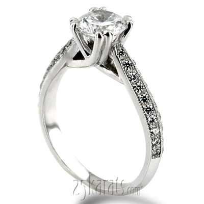 Double Prong Trellis Knife Edge Pave Engagement Ring (0.35ct. tw) - view 3 of 8