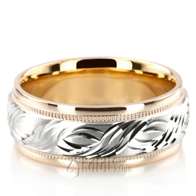 Exquisite Fancy Carved Wedding Ring - view 4