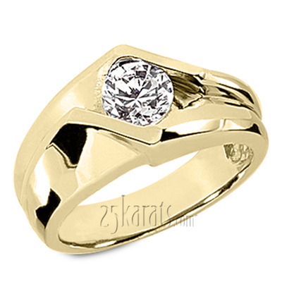 Dazzling Bar Set Round Diamond Solitaire Men's Ring (1.25ct) - view 2