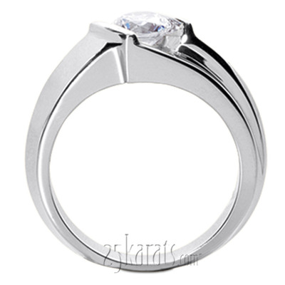 Dazzling Bar Set Round Diamond Solitaire Men's Ring (1.25ct) - view 3