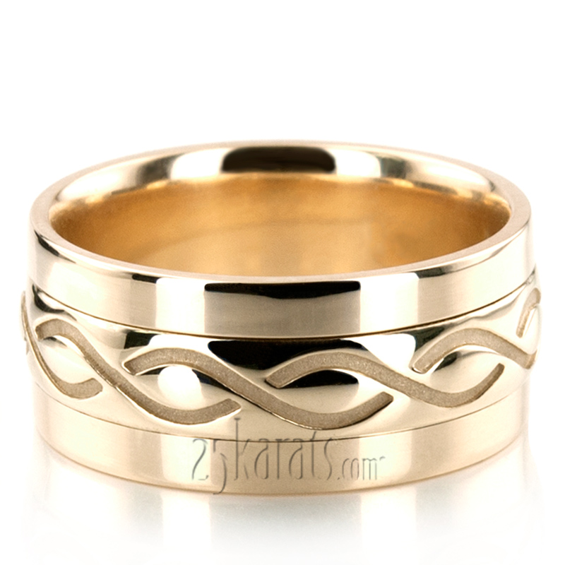 Exquisite Incised Celtic Wedding Band  - view 4