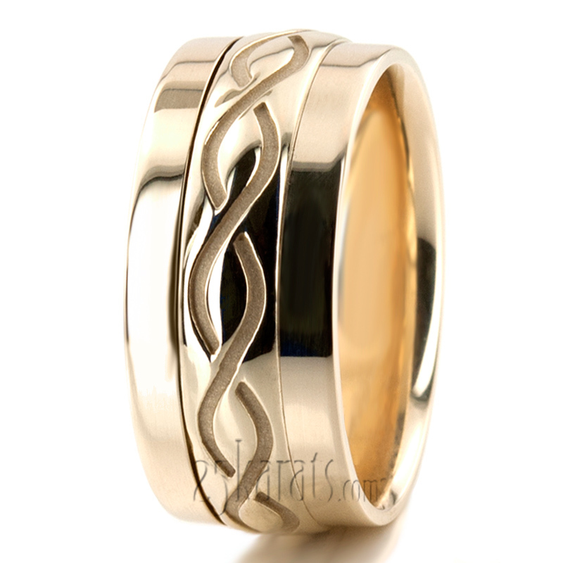 Exquisite Incised Celtic Wedding Band  - view 5