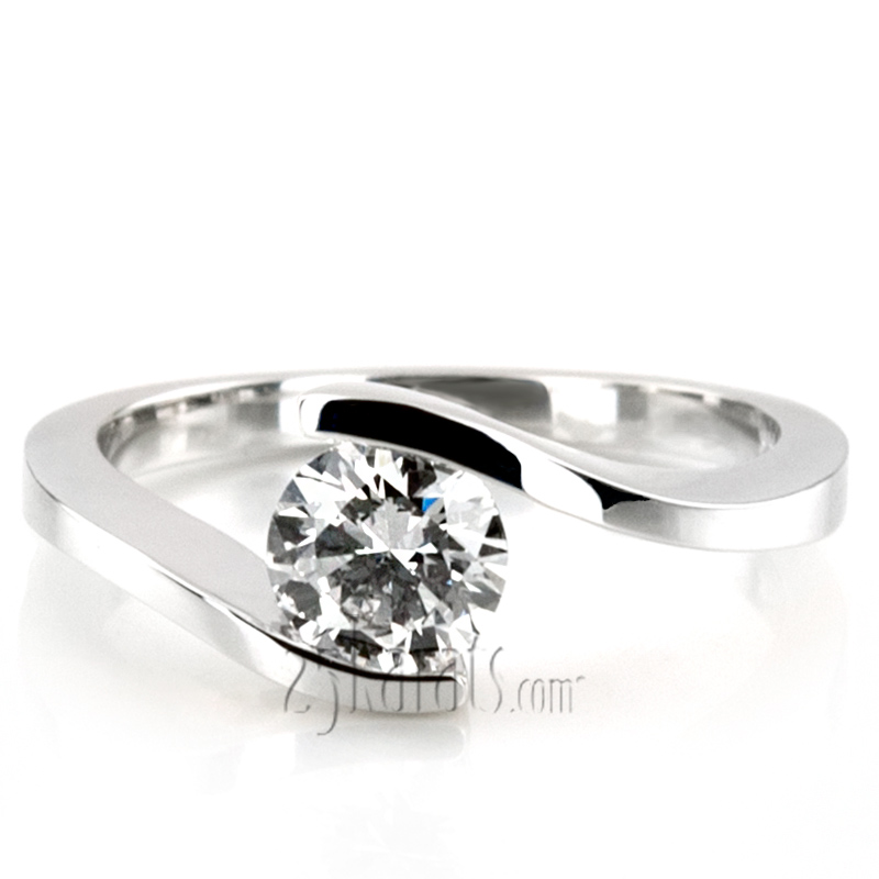 Round Cut Tension Set Solitaire Engagement Ring  - view 6