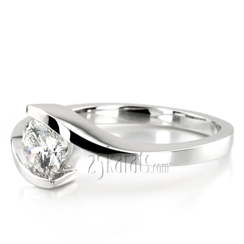 Round Cut Tension Set Solitaire Engagement Ring  - view 7