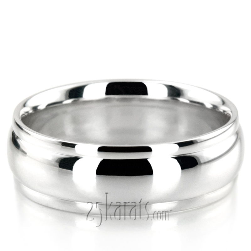 Simple High Polished Carved Design Wedding Band  - view 10