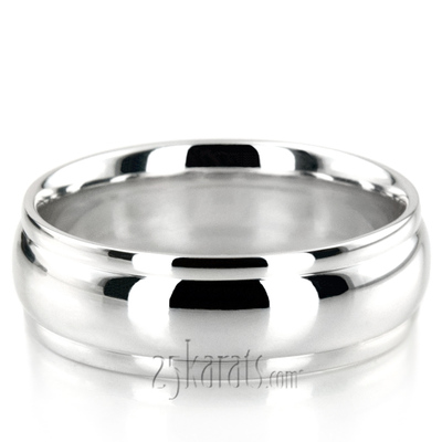 Simple High Polished Carved Design Wedding Band  - view 10 of 10