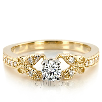 Pave Set Mill Grained Edge Engagement  Ring (0.16 ct. t.w.) - view 3 of 31